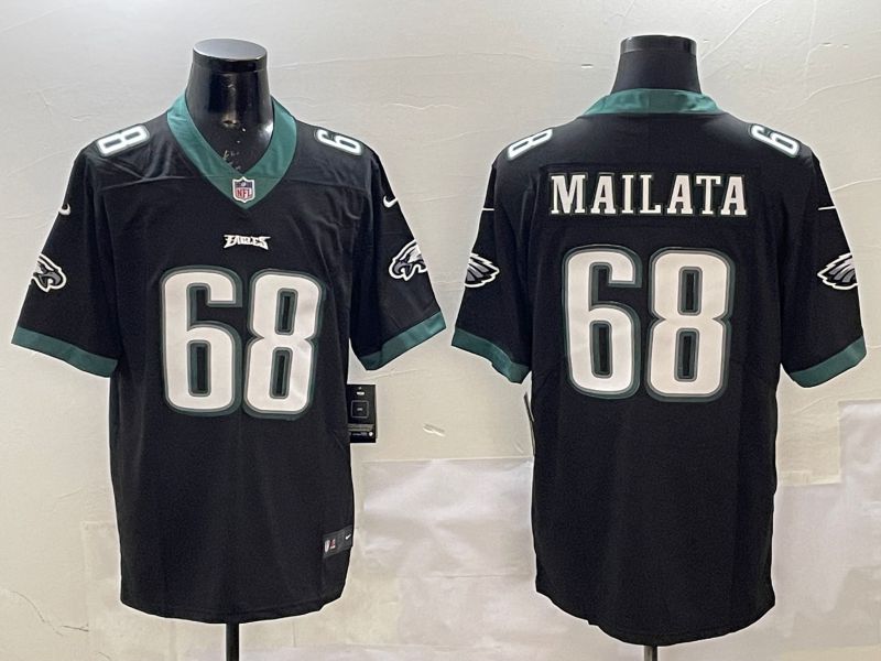 Men Philadelphia Eagles 68 Mailata Black Second generations 2025 Nike Vapor Limited NFL Jersey style 1
